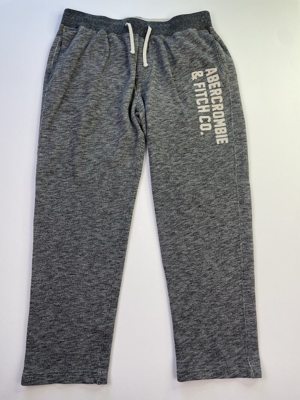 Abercrombie &‎ Fitch Sweatpants Men’s Large Spell Out Heathered Grey M. 32x27